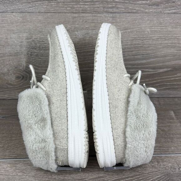 Hey Dude Britt Cream Mid Lace Up Women’s Sz 8 Faux Fur Lined Ankle Boots - Picture 10 of 10